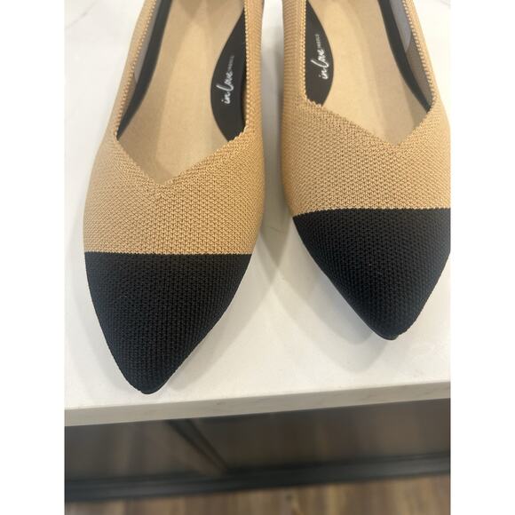 Rothys Size 8.5 The High Point Heels Wren Captoe Camel Black Colorblock Pumps - Picture 11 of 12